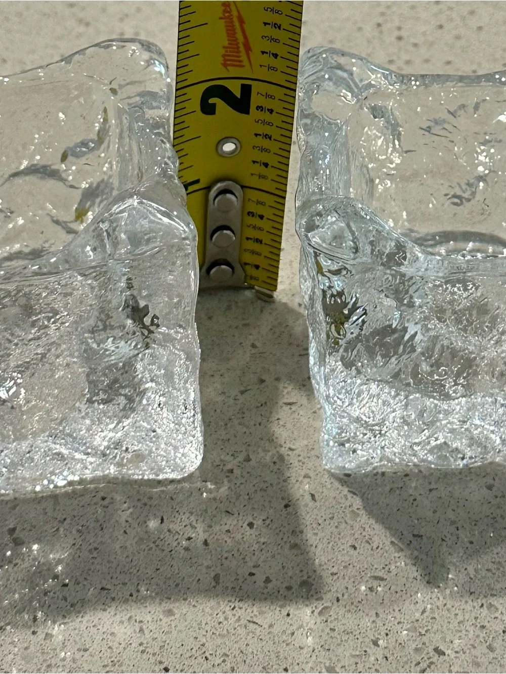 Clear Glass Ice-Style Square Decorative Votive Candle Holder- Clear